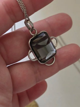 Collar Plata 925 con cuarzo ahumado.