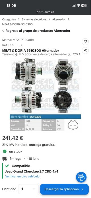 Alternador Meat & Doria 5510300