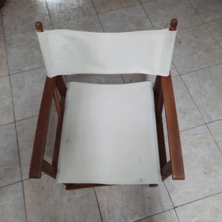 Silla Director Madera y Lona Blanca