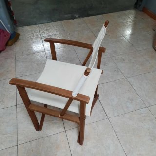 Silla Director Madera y Lona Blanca