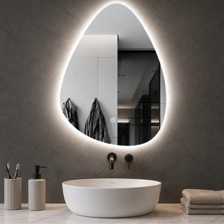 Specchio a Goccia Diametro 60x70 cm Led a 3 Colori