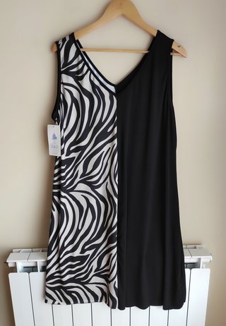 Vestido Z&D Negro y Cebra Talla Única