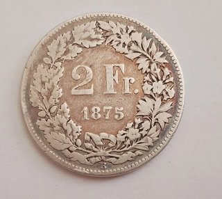 Svizzera 2 Franchi 1875 Argento Rara