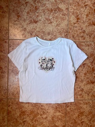 T-Shirt Cat Vintage White - Size S