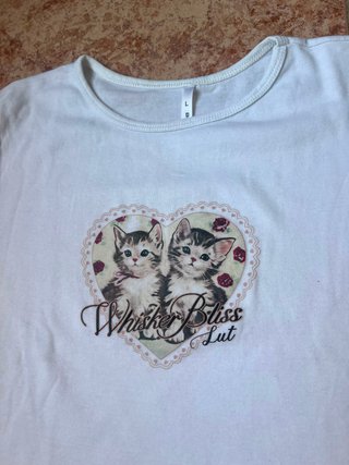 T-Shirt Cat Vintage White - Size S