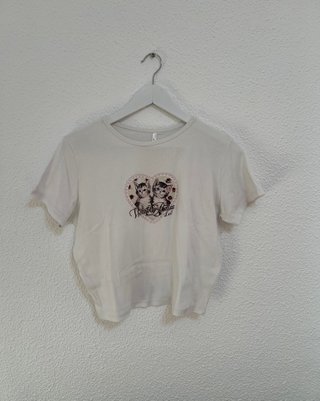 T-Shirt Cat Vintage White - Size S