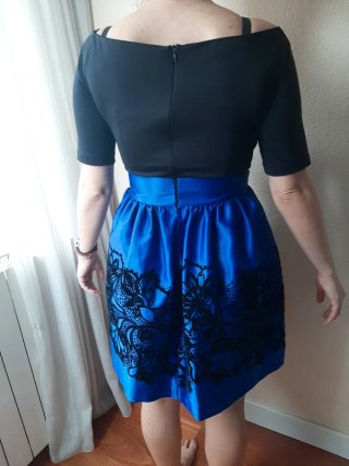 Vestido fiesta princesa azul y negro
