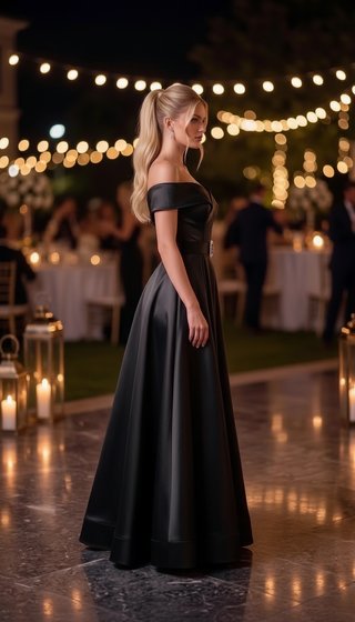 Vestido de gala negro satén