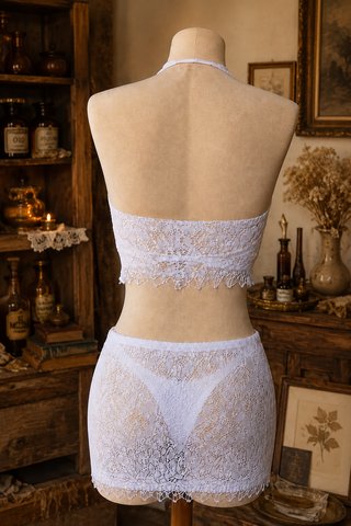 Conjunto crochet top y falda blanco