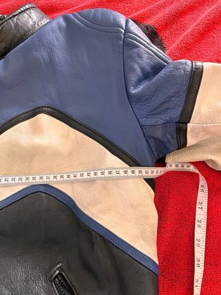 Chaqueta Moto Piel Vintage Azul Negra