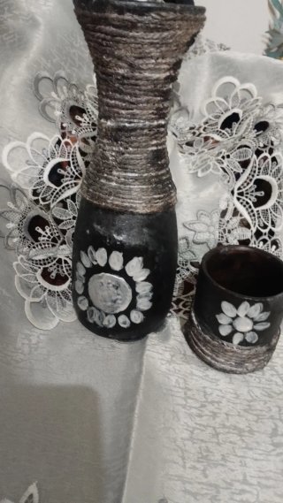 Set 2 Vasetti Fatti a Mano Decorati