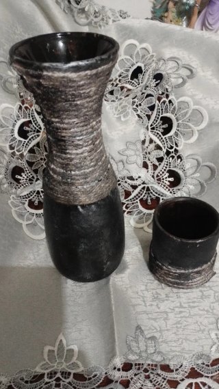 Set 2 Vasetti Fatti a Mano Decorati