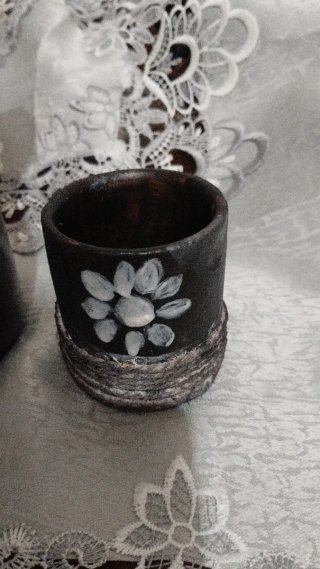Set 2 Vasetti Fatti a Mano Decorati