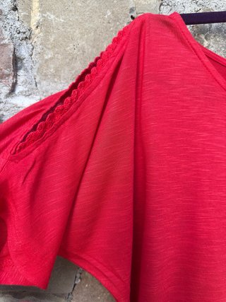 Camiseta Orsay Roja Talla L Encaje