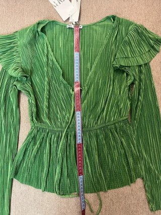 Blusa Plissada Verde Esmeralda | Zara | Tamanho S