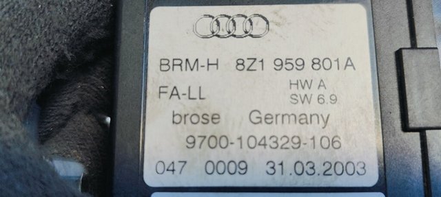MOTOR ELEVALUNAS DELANTERO DERECHO AUDI A2 (8Z) 1