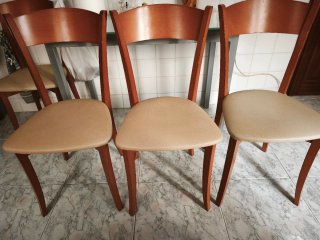 4 Sillas de Cocina Madera y Tela