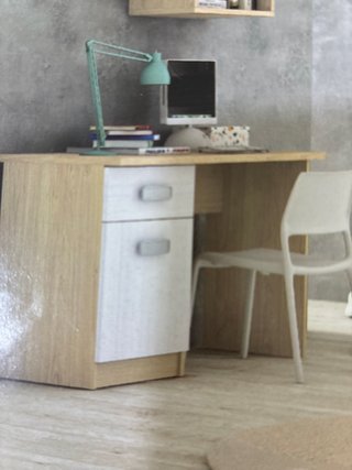 Escritorio de estudio madera y blanco