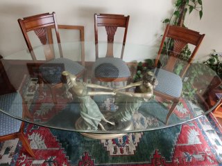 Mesa cristal y 6 sillas comedor