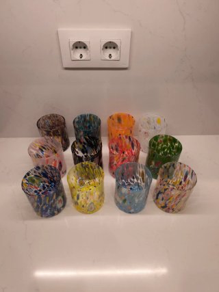 12 Vasos Murano millefiore