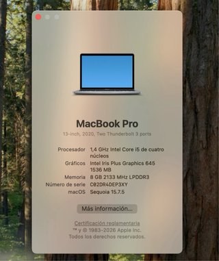 MacBook Pro 13” 2020 i5 8GB – Buen funcionamiento