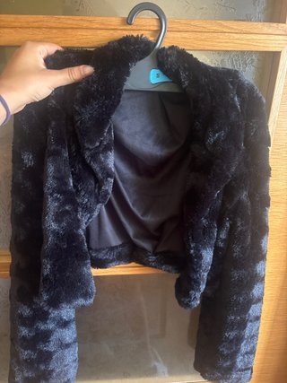 Chaqueta fiesta pelo sintético negra Talla S