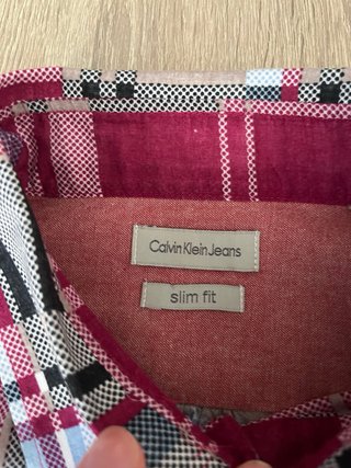 Camisa Calvin Klein cuadros rosa talla L Unisex