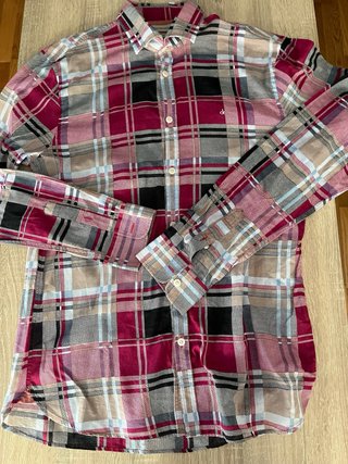 Camisa Calvin Klein cuadros rosa talla L Unisex