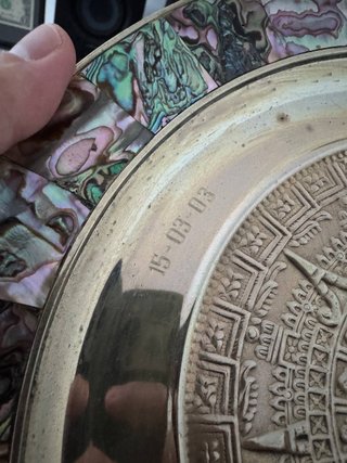 Piatto ottone vintage Calendario Azteco Messico