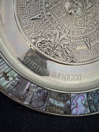Piatto ottone vintage Calendario Azteco Messico