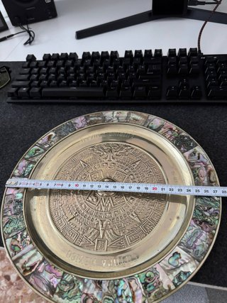 Piatto ottone vintage Calendario Azteco Messico