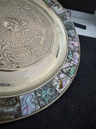 Piatto ottone vintage Calendario Azteco Messico