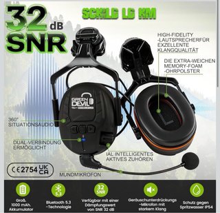 Casco forestal con pantalla y orejeras(Bluetooth)