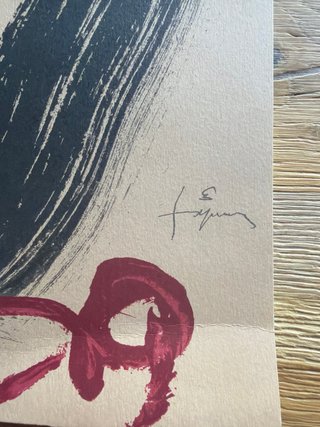 Antoni Tàpies Litografía M, ojos y cruz