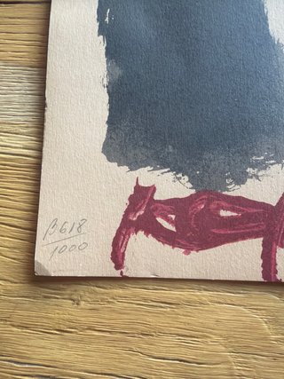 Antoni Tàpies Litografía M, ojos y cruz