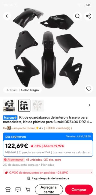 Plásticos Suzuki DRZ 400 S Negro