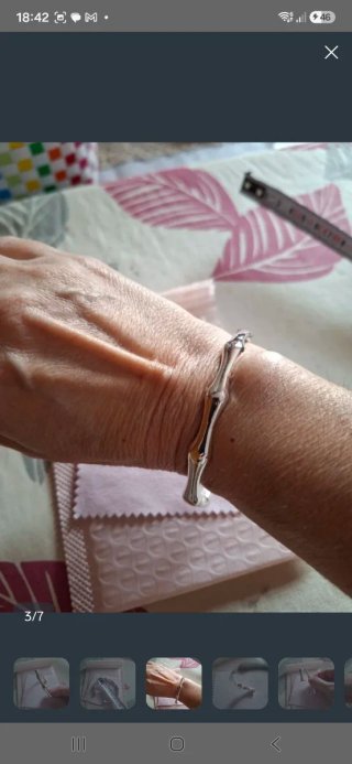 Pulsera plata forma bambú