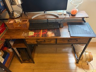 Escritorio ordenador madera y metal