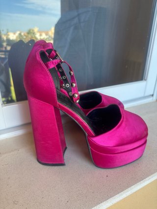 Zapatos de tacón rosa plataforma