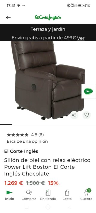 Sillón Eléctrico Piel Marrón Seminuevo