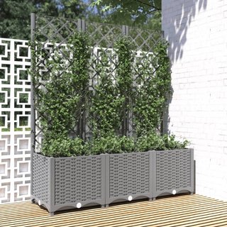 Fioriera Giardino con Graticcio Grigio Chiaro 120x40x136cm