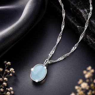 Collar Plata 925 Zirconia Azul Mujer