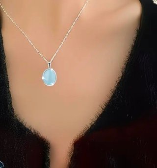 Collar Plata 925 Zirconia Azul Mujer