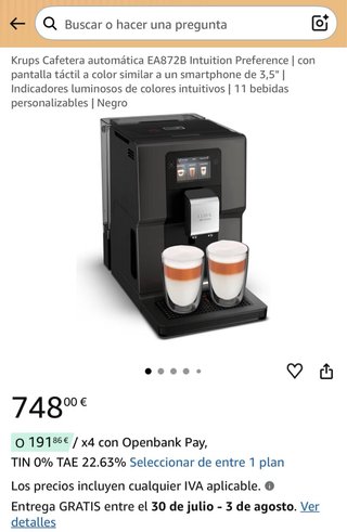Cafetera Krups Intuition Preference