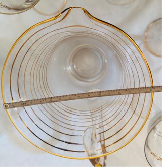 Caraffa e 4 Calici Cristallo Decorati Oro