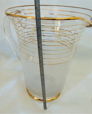 Caraffa e 4 Calici Cristallo Decorati Oro