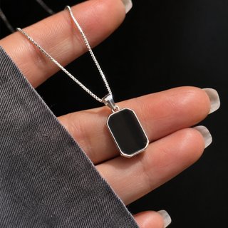 Collar Plata 925 con Colgante Negro