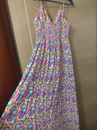 Vestido largo estampado geométrico