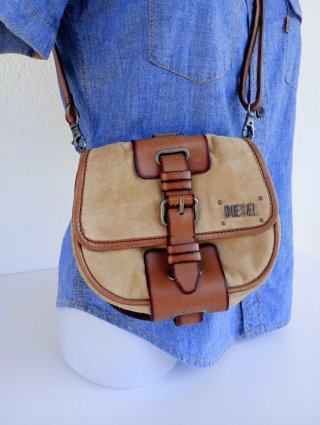 Bolso de hombro Diesel vintage de gamuza y cuero Y