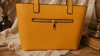 Bolso shopper mostaza acolchado grande